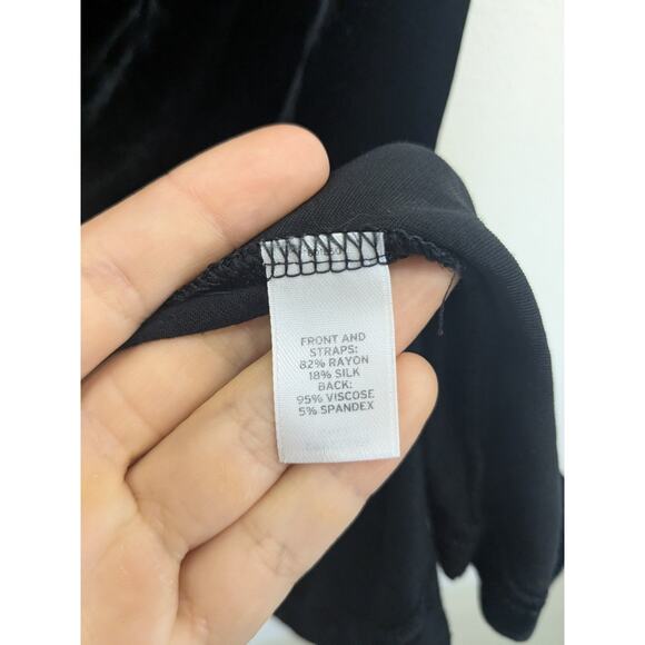 Flouce tbd velvet scoop neck black classy tank top size Large elegant blouse - Picture 4 of 7